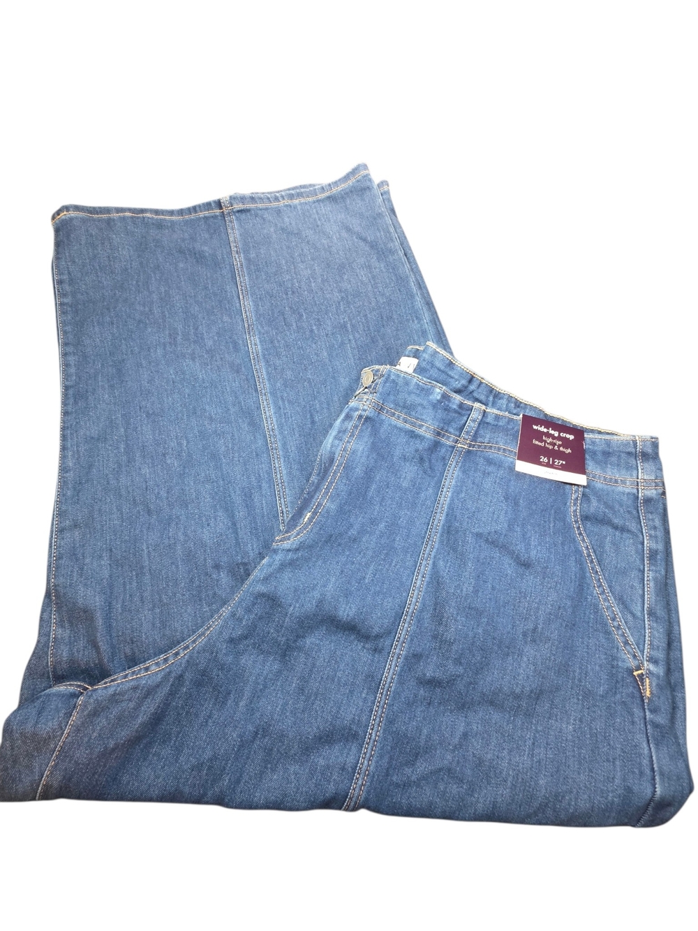 NWT Ava & Viv Wide-Leg Crop High-Rise Seam-Front Jeans - Size 26 / 27" Inseam